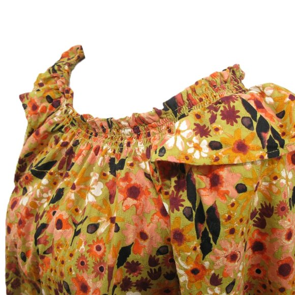 Sonoma NWOT Floral Ruffle Accent 3/4 Sleeve Pull Over Blouse Size Medium - Picture 2 of 7